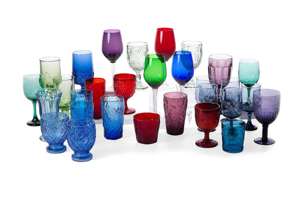Eclectic set of colored glasses