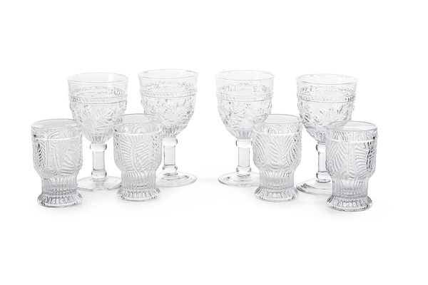 Clear glasses and goblets